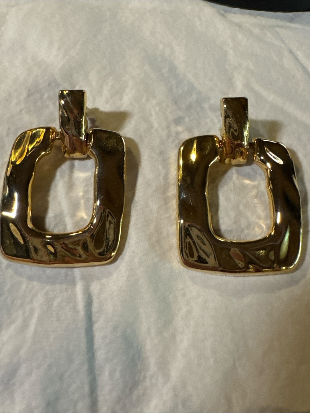 Gold Square Open Drop Post Earrings - Women Jewelry